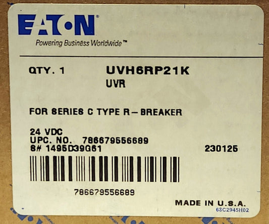 SEALED EATON UVH6RP21K 24VDC R Frame UVH Undervoltage Release 1495D39G61 Type RD