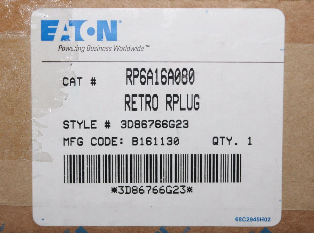 EATON CUTLER HAMMER RP6A16A080 Rated RMS R Rating Plug Retro Plug 3D86766G23
