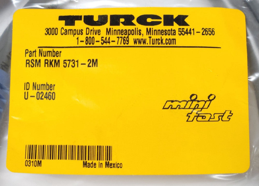 TURCK RSM RKM 5731 2M MINI FAST 5 PIN DOUBLE END Male and Female Cordset 2 Meter