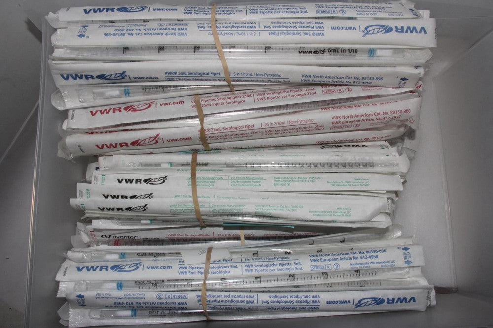 Lot of 240 Assorted NEW Serological Pipettes VWR Glove Scientific 2mL-50mL