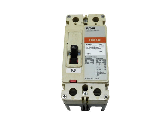 Eaton EHD14K Industrial Circuit Breaker 30A 2P 480Vac 250Vdc EHD2030VWD01