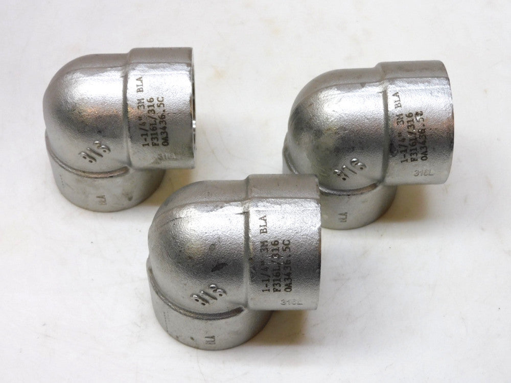 ASP Stainless 90° Elbow Fitting 1-1/4" Weld A182F F316/F316L B16 3M BLA Lot of 3