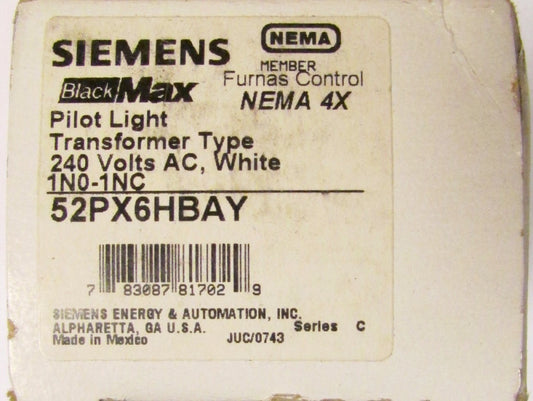 SIEMENS FURNAS White Lens Pilot Light 240V 52PX6HBAY