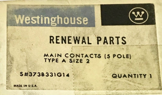 WESTINHOUSE CUTLER HAMMER A200 5 Pole Size 2 Contact Kit 373B331G14