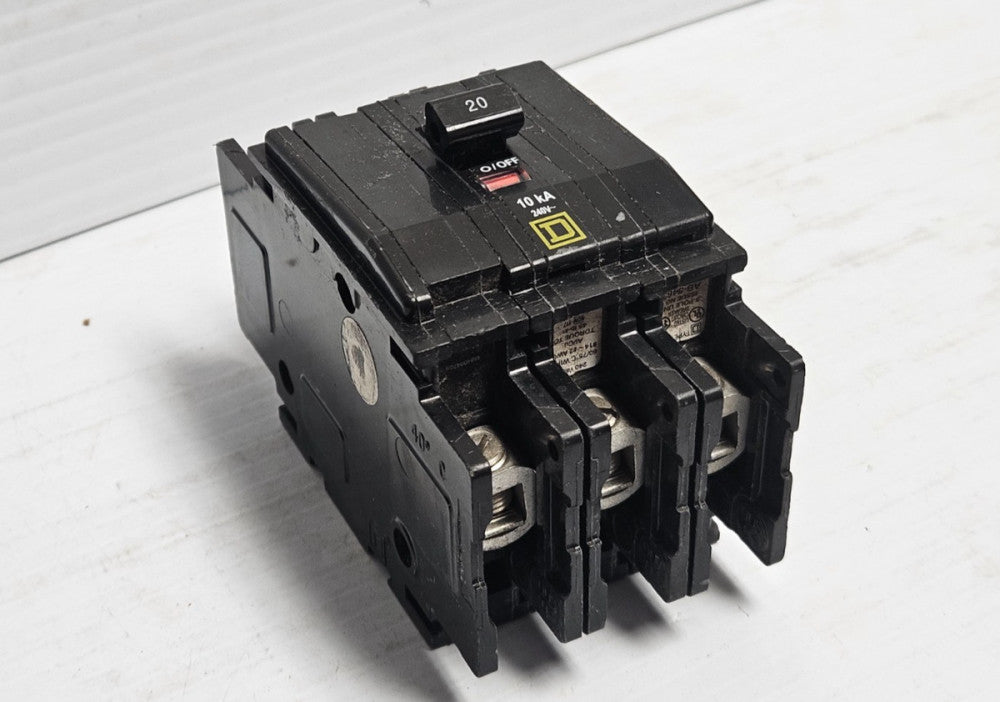 SQUARE D CIRCUIT BREAKER QOU320 3 POLE 3P 20 A AMP 10KA 240V - USED