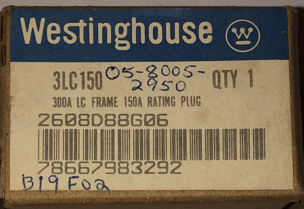 CUTLER HAMMER WESTINGHOUSE 3LC150 LC HLC 300 Amp 150Amp Rating Plug 2608D88G06