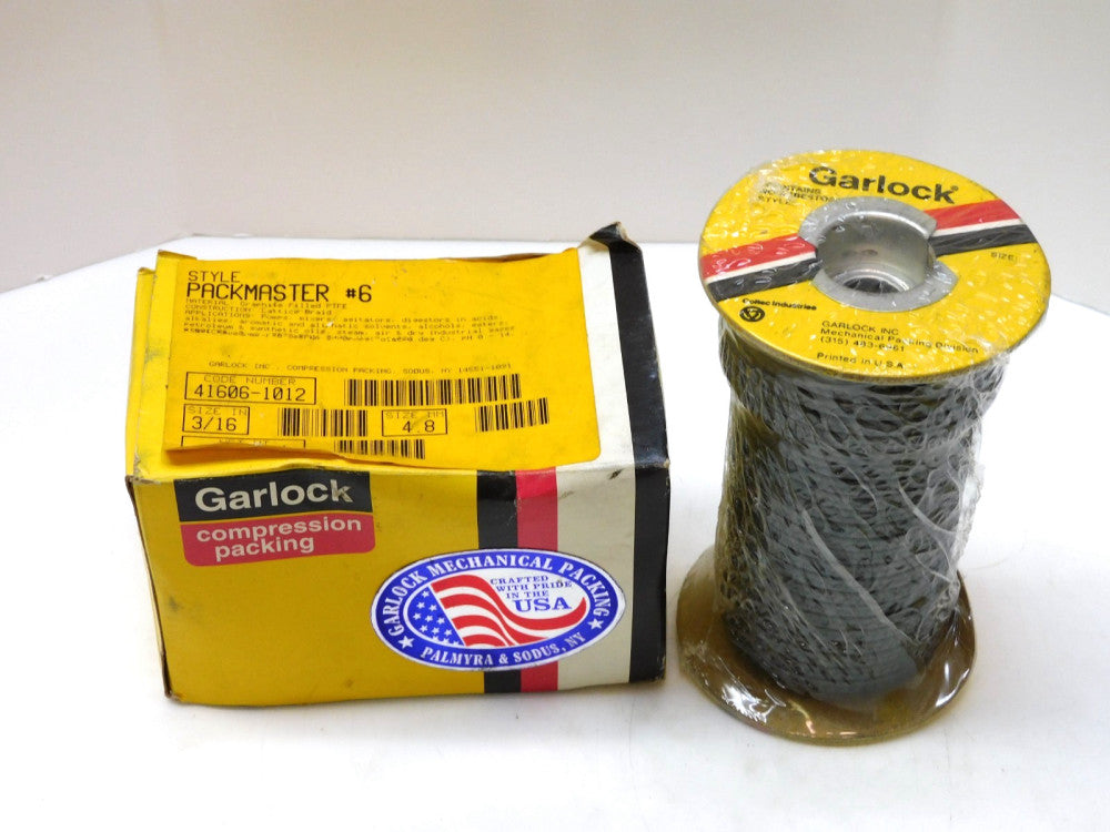GARLOCK #6 PACKMASTER GRAPHITE FILLED PTFE PACKING 3/16" 4.8MM 1LB 41606-1012