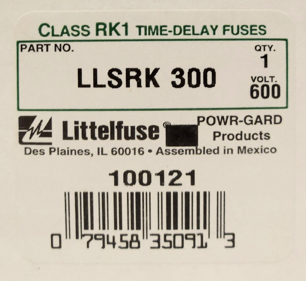 LITTELFUSE LLSRK 300 POWR GARD 300 AMP 600 VAC FUSE TIME DELAY CLASS RK1
