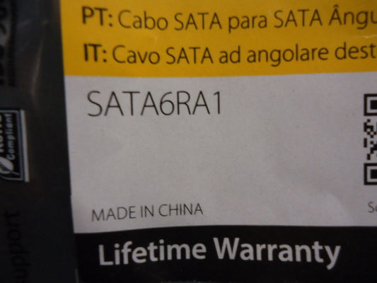 SATA6RA1 StarTech 6in SATA to Right Angle SATA Serial ATA Cable NEW!