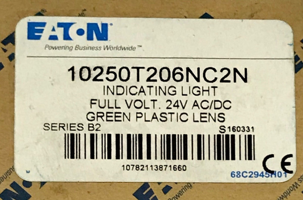 EATON CUTLER HAMMER 10250T206NC2N 24 VAC VDC Green Indicating Light 