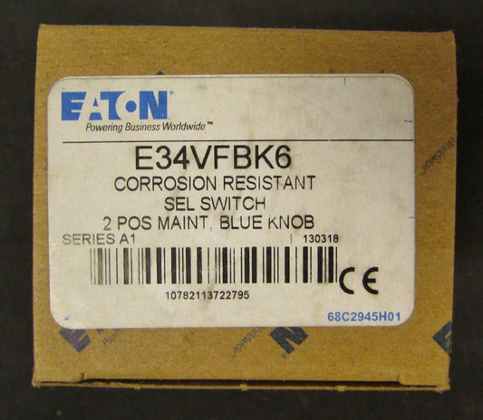 EATON CUTLER HAMMER E34VFBK6 BLUE KNOB 2 Position Maintained Selector Switch 
