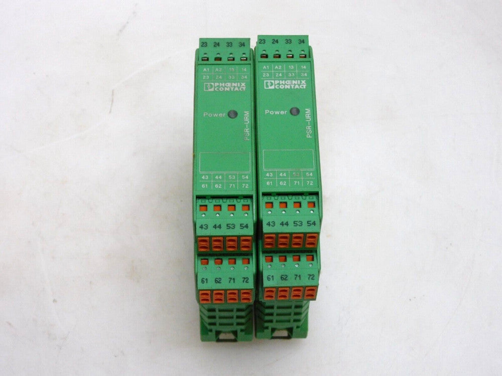 LOT OF 2 PHOENIX CONTACT PSR-URM SAFETY RELAY 24V PSR-SPP-24UC/URM/5X1/2X2
