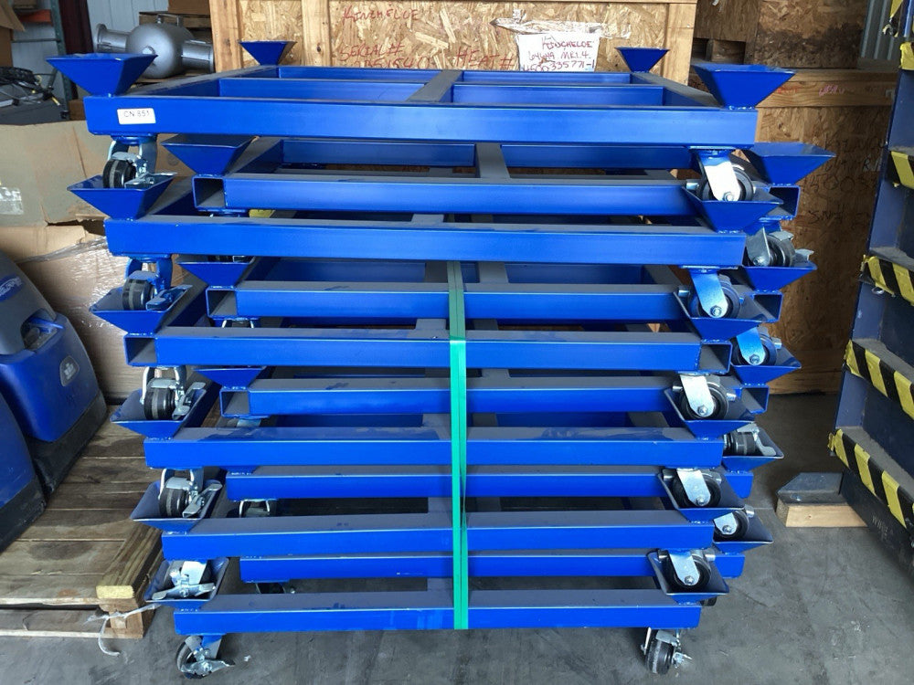 Heavy Duty 4’ X 4’ Rolling Dolly, Stackable. 1 lot of 11 dollies.