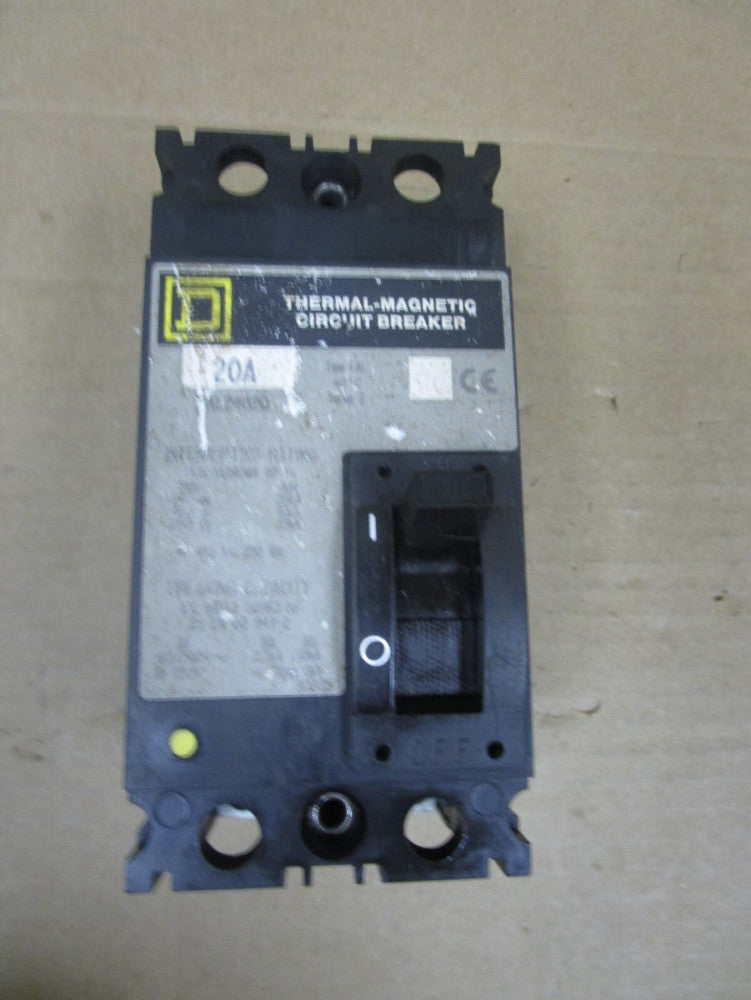 SQUARE D CIRCUIT BREAKER FAL24020 20A AMP 480Vac 2 POLE