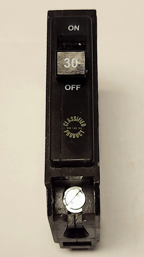 EATON CUTLER HAMMER CHQ130 Single Pole 30 AMP Type CHQ Circuit Breaker