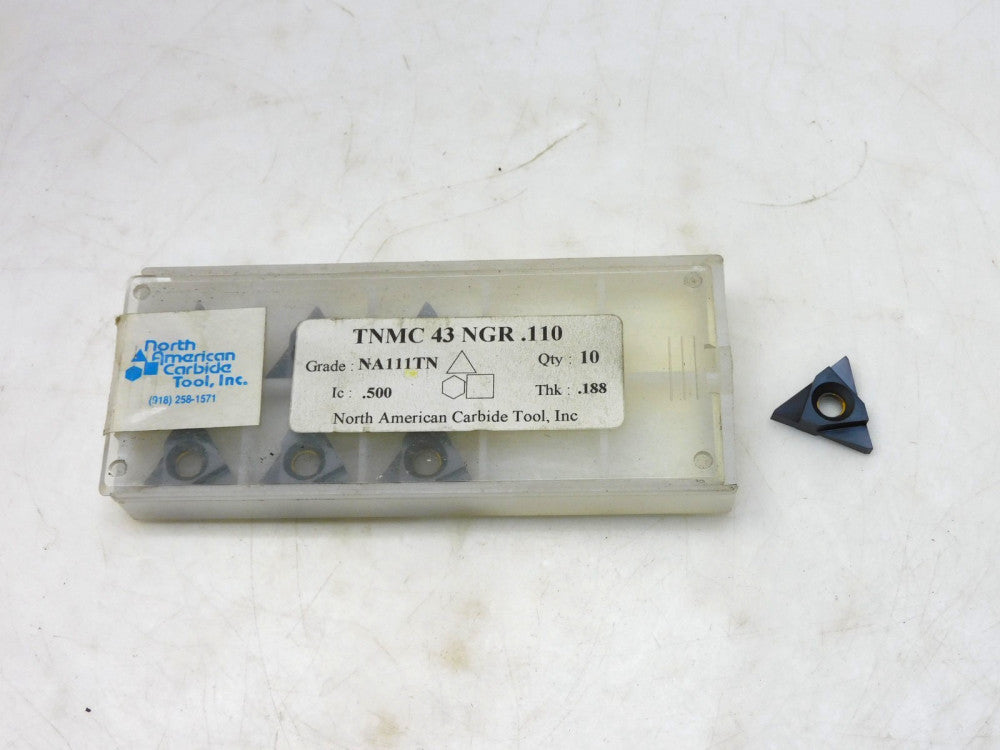 LOT OF 7 NORTH AMERICAN CARBIDE TOOL TNMC 43 NGR .110 CARBIDE INSERT GR NA111TN