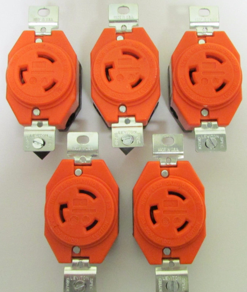 LEVITON 70620 L6-20 250 V 20 Amp Twist Lock Receptacle ORANGE *LOT OF 5*