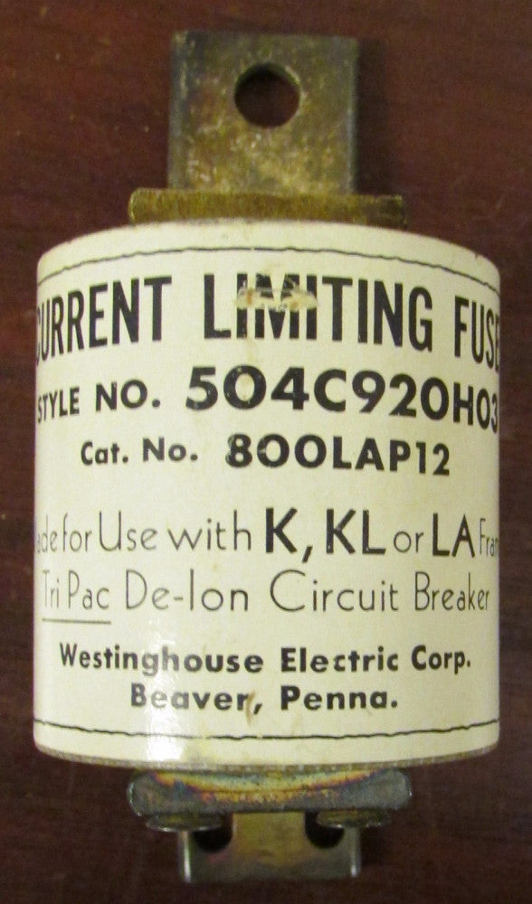 WESTINGHOUSE 800LAP12 Type K KL LA TRI PAC Current Limiter Fuse 504C920H03