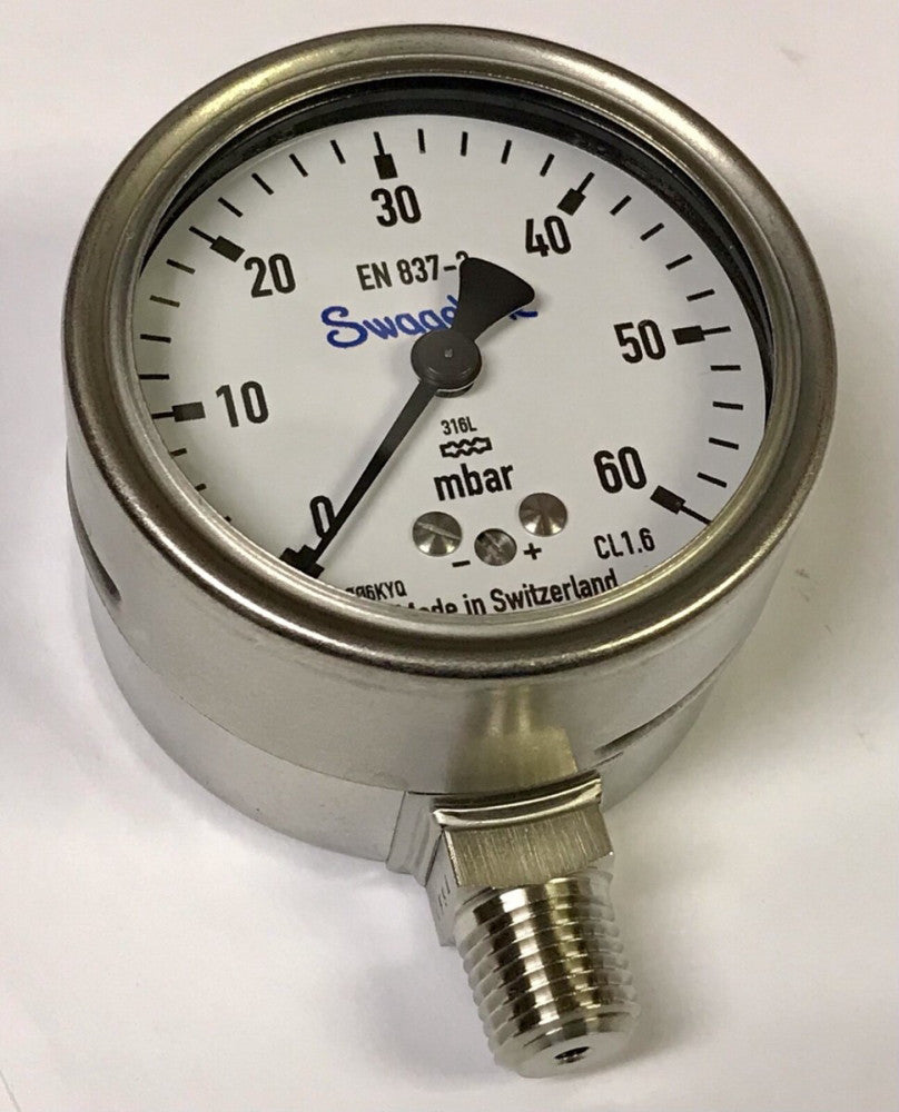 SWAGELOCK PG1 63L FG60 LAOX D2UCE0085K S0853011-10 0-60 LO Pressure Gauge EN 837