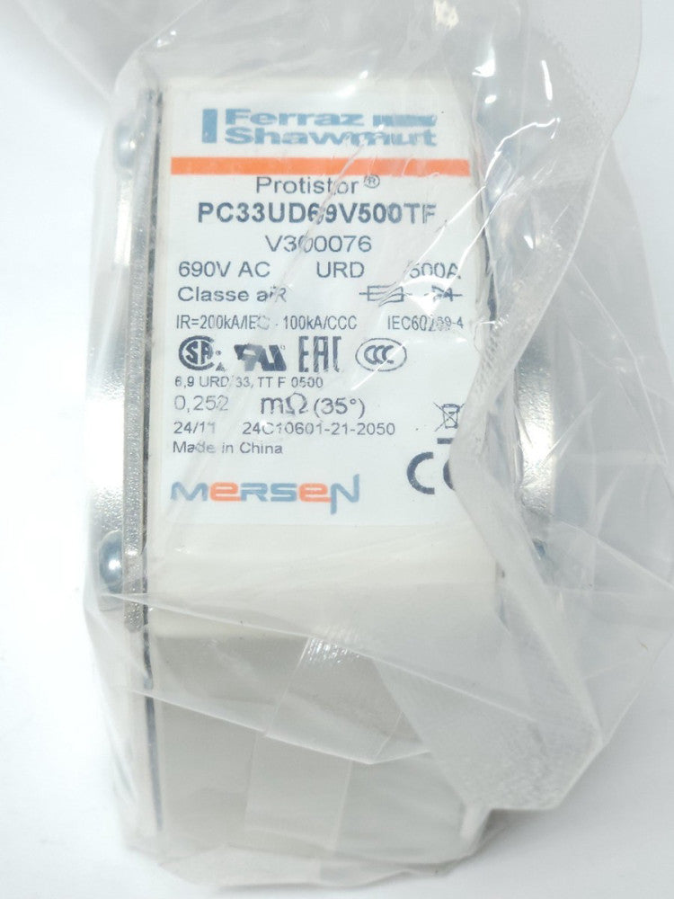 MERSEN FERRAZ SHAWMUT PC33UD69V500TF 500 AMP 690 VAC V300076 PROTISTOR Fuse LINK