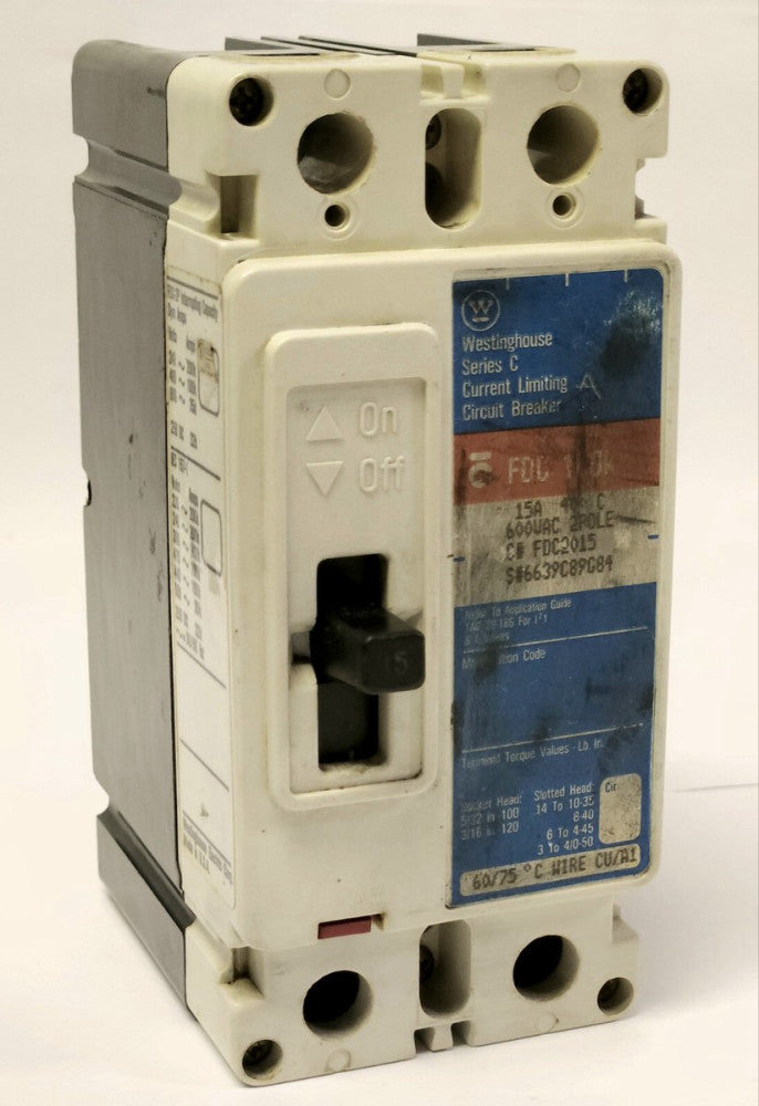 WESTINGHOUSE CUTLER HAMMER FDC2015 2 Pole 15 AMP Type FDC Circuit Breaker