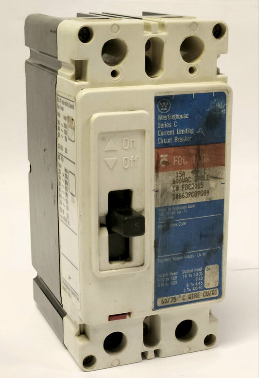 WESTINGHOUSE CUTLER HAMMER FDC2015 2 Pole 15 AMP Type FDC Circuit Breaker
