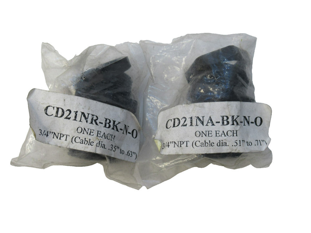 (MIXED Lot of 2) HUMMEL CD21NR-BK-N-O CD21NA-BK-N-O 3/4" Strain Relief Cord Grip