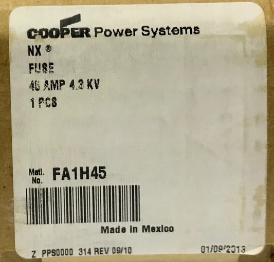 COOPER FA1H45 Type NX Fuse 45 AMP 4.3 KV