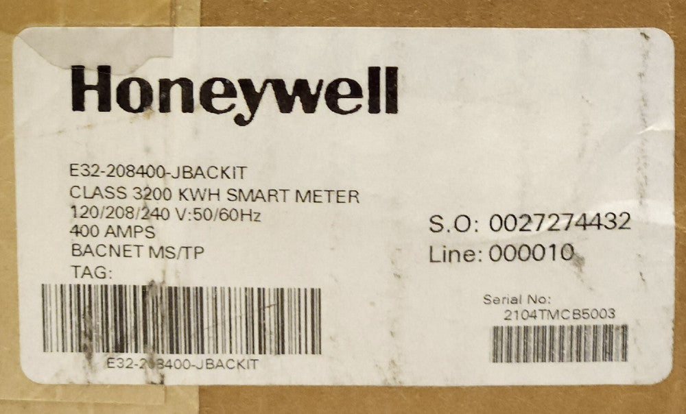 HONEYWELL E32 208400 JBACKIT E-MON 3200 KWH Smart Meter Submeter 400 AMP BACNET