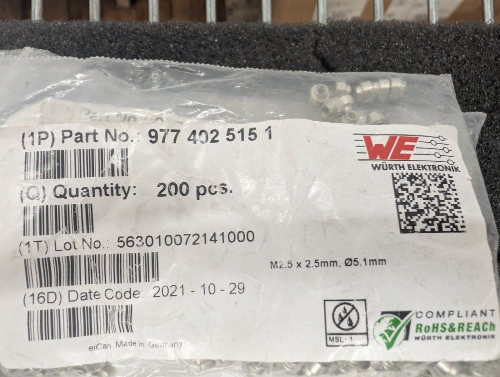 New, Wurth Elektronik, 9774025151, RND STNDFF M2.5X0.45 STL 2.50MM - Lot of 100