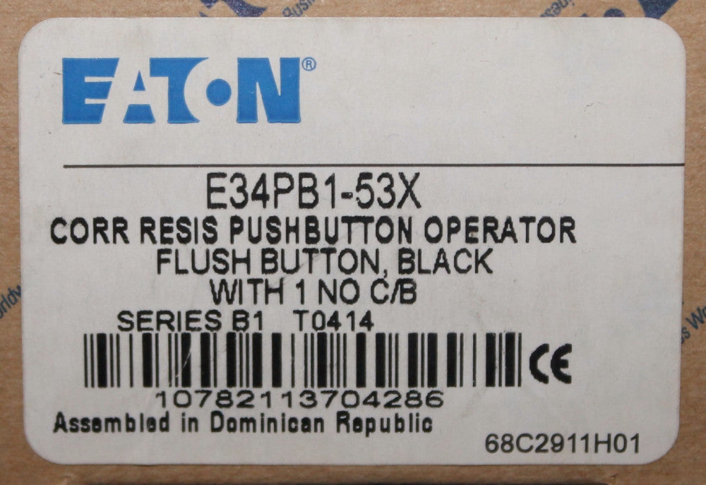 EATON CUTLER HAMMER E34PB1 53X Black Corrosion Resistant Push Button 1NO Contact