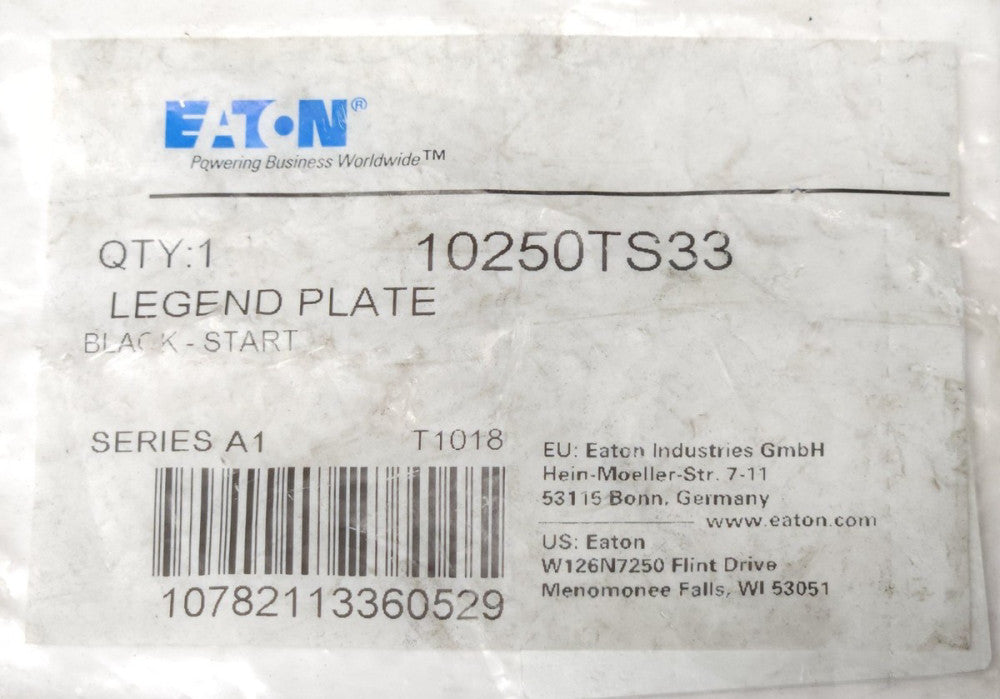 EATON CUTLER HAMMER 10250TS33 BLACK START Legend Plate 30mm