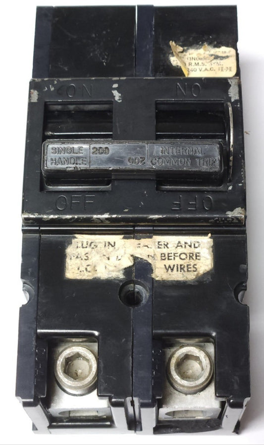 GTE SYLVANIA QFP2200 2 Pole 200 AMP QFP24 Type QFP Circuit Breaker ZINSCO CHALLE