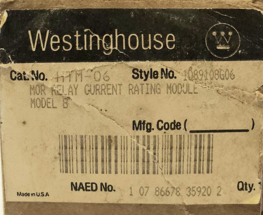 WESTINGHOUSE CUTLER HAMMER HTM-06 MOR  Current Rating Modular Relay 1D89108G06