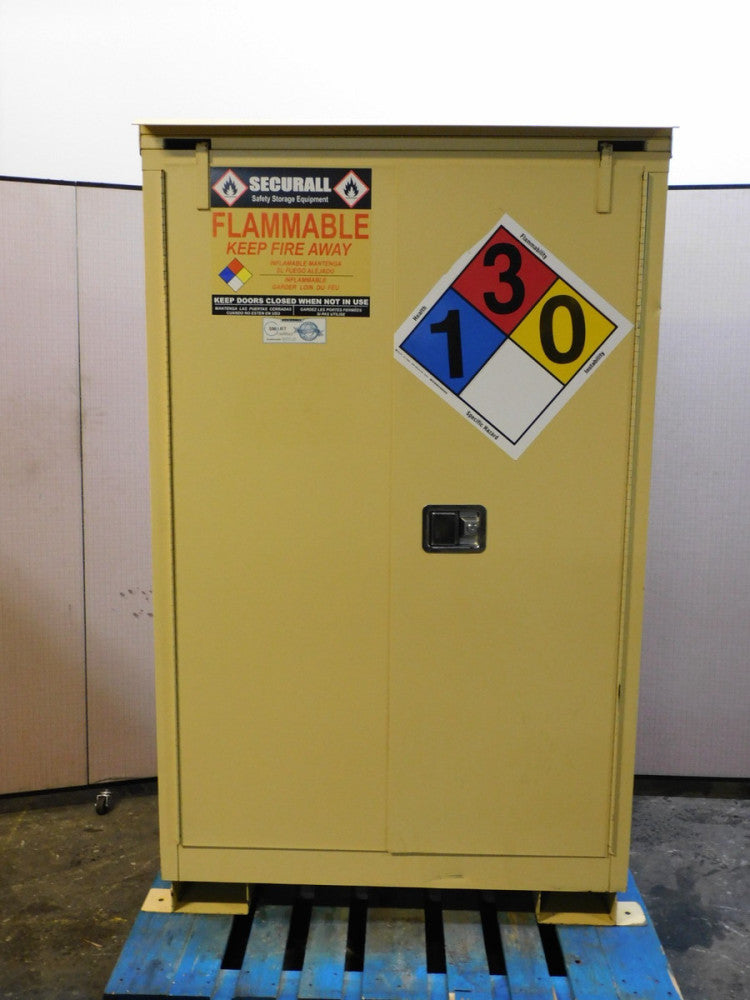 SECURALL 45 GAL SAFETY STORAGE FLAMMABLE CABINET 2-DOOR SELF CLOSING 71"X18"X43"