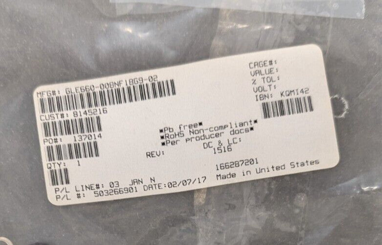 New, Glenair, 660-008NF18G9-02, PROTECTIVE COVER