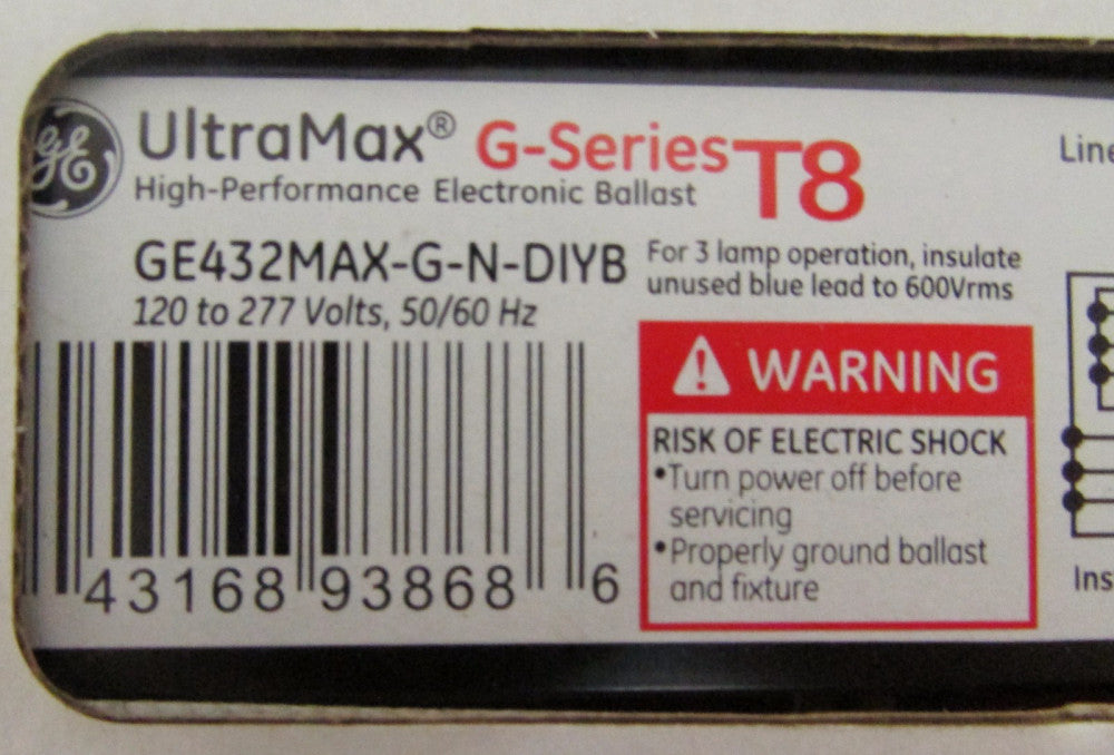 GE GENERAL ELECTRIC GE432MAX G N DIYB 120 277V G Series T8 4N Ballast 93868