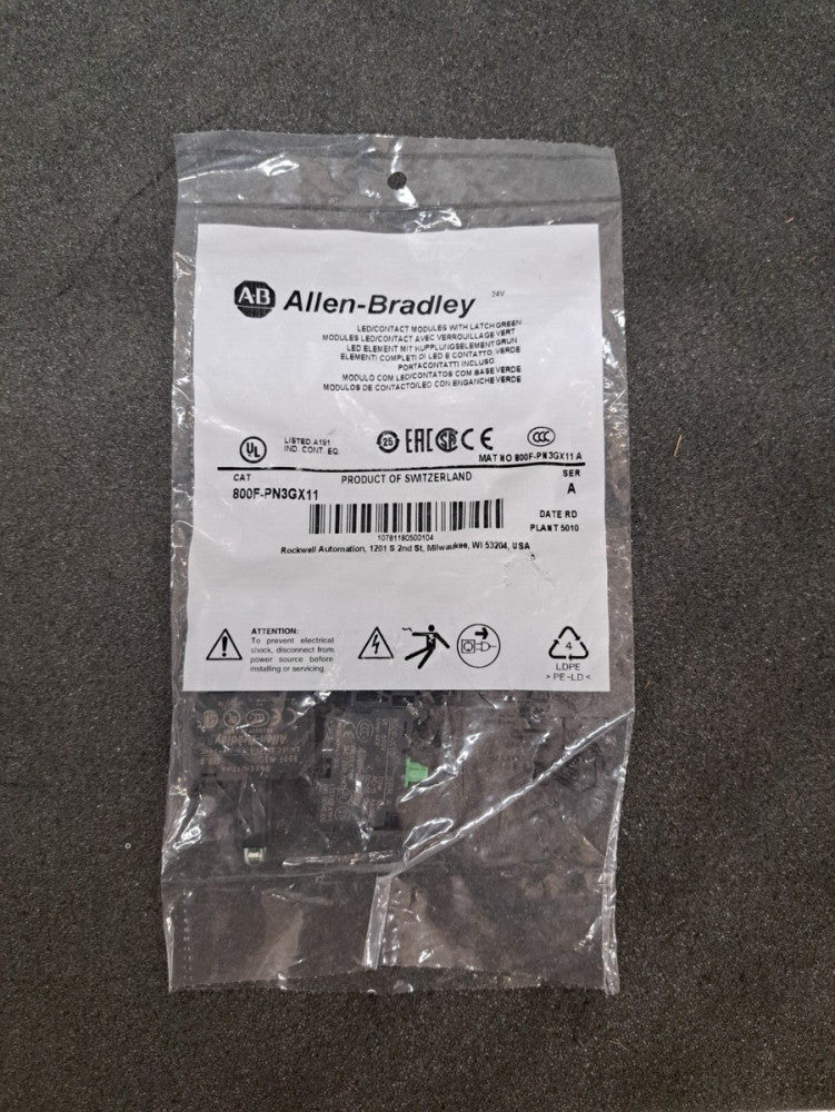 New, Allen Bradley, 800F-PN3GX11, Integrated LED, Plastic Latch Mount, 24V AC/DC