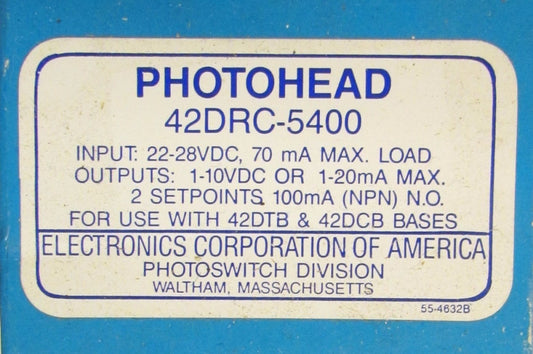 ALLEN BRADLEY 42DRC 5400 22-28 VDC PHOTOSWITCH Photo Head Sensor