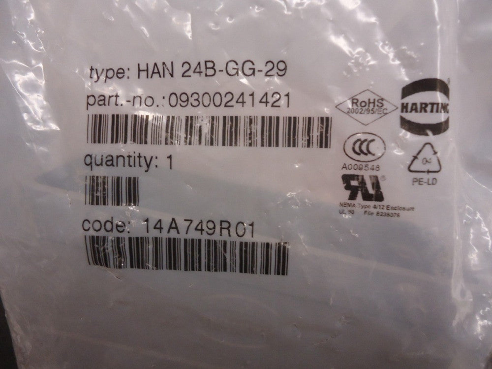 09300241421 Harting Heavy Duty Power Connectors HAN 24B PG29 TOP Brand New!
