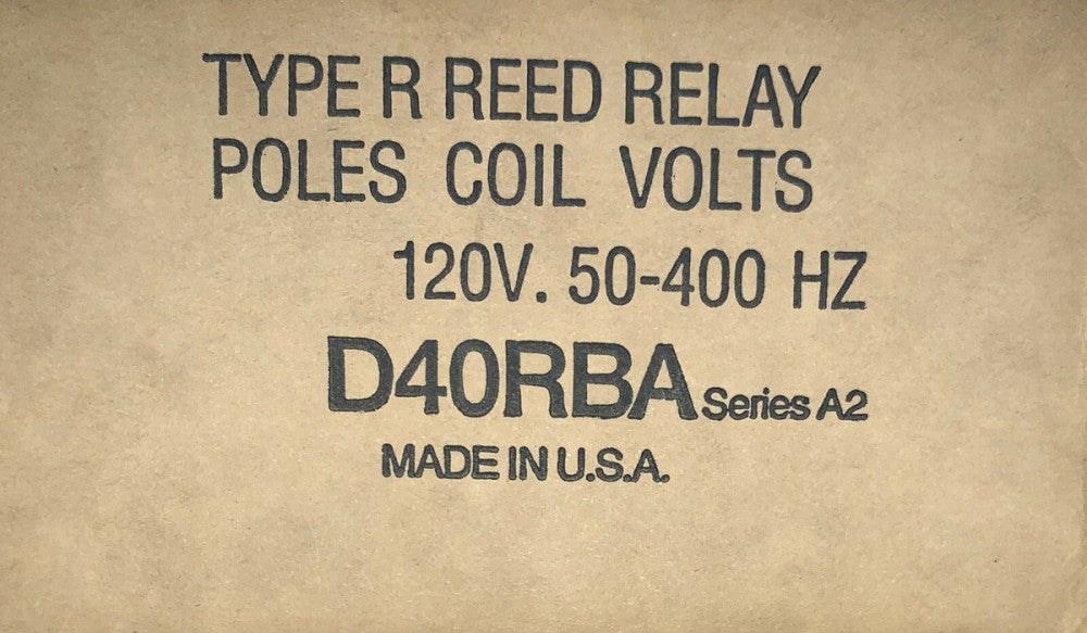 Eaton Cutler Hammer D40RBA 120 V Type R Reed Relay 50-400 Hz Powereed