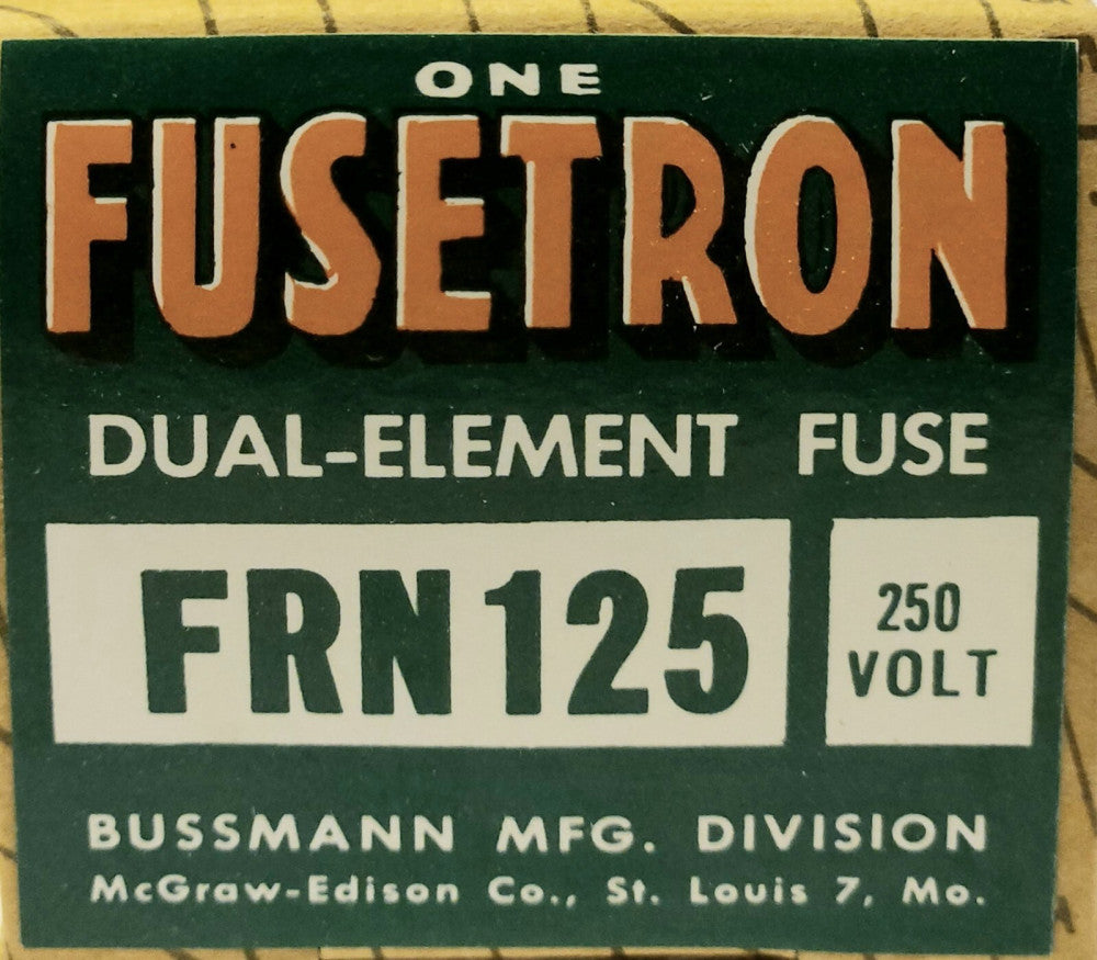 BUSSMAN FUSETRON FRN 125 DUAL Element 125 AMP 250 Volt Fuse 250 VAC