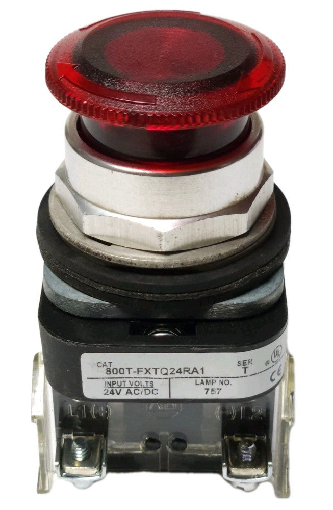 ALLEN BRADLEY 800T FXTQ24RA1 RED Illuminated Mushroom Head Push Pull Button 24 V