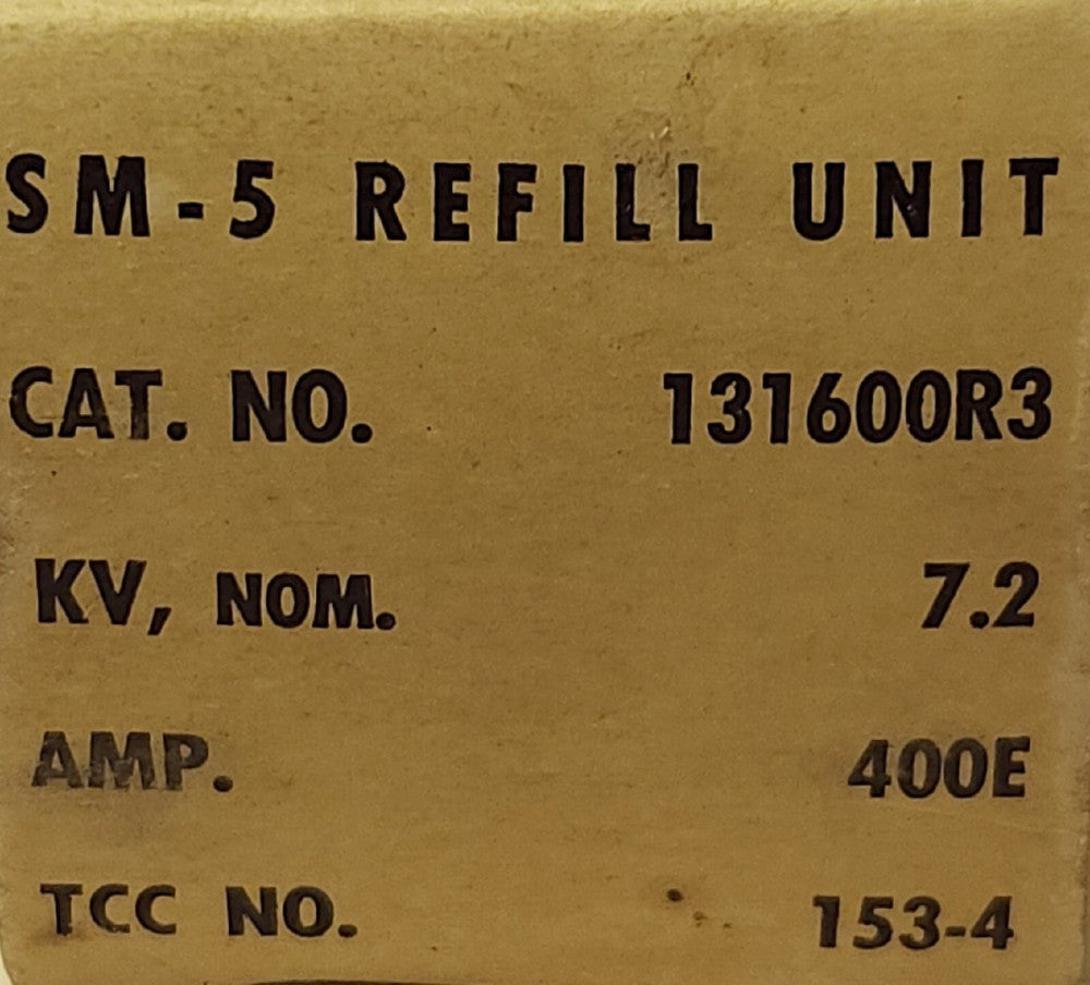 S&C ELECTRIC 131600R3 400E AMP 7.2 KV SM-5 Fuse Refill 153-4