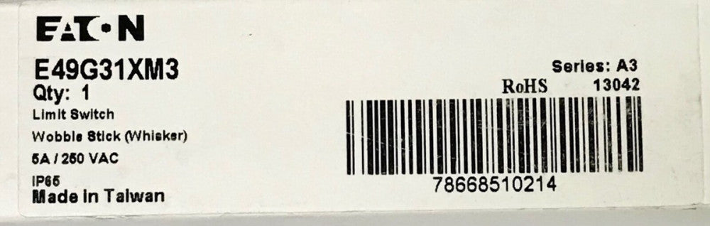 EATON E49G31XM3 Wobble Stick Whisker E49 Limit Switch 5 AMP 250 VAC