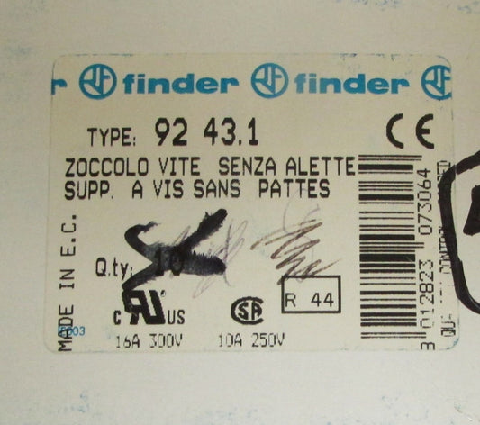 FINDER 92 43.1 Relay Socket Base 92 43 1 *PRICED PER EACH*
