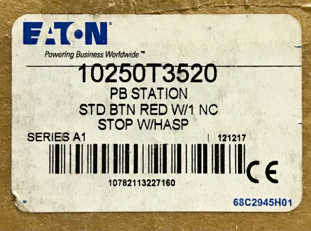 EATON CUTLER HAMMER 10250T3520 RED STOP Pushbutton Enclosure Station Enclosure