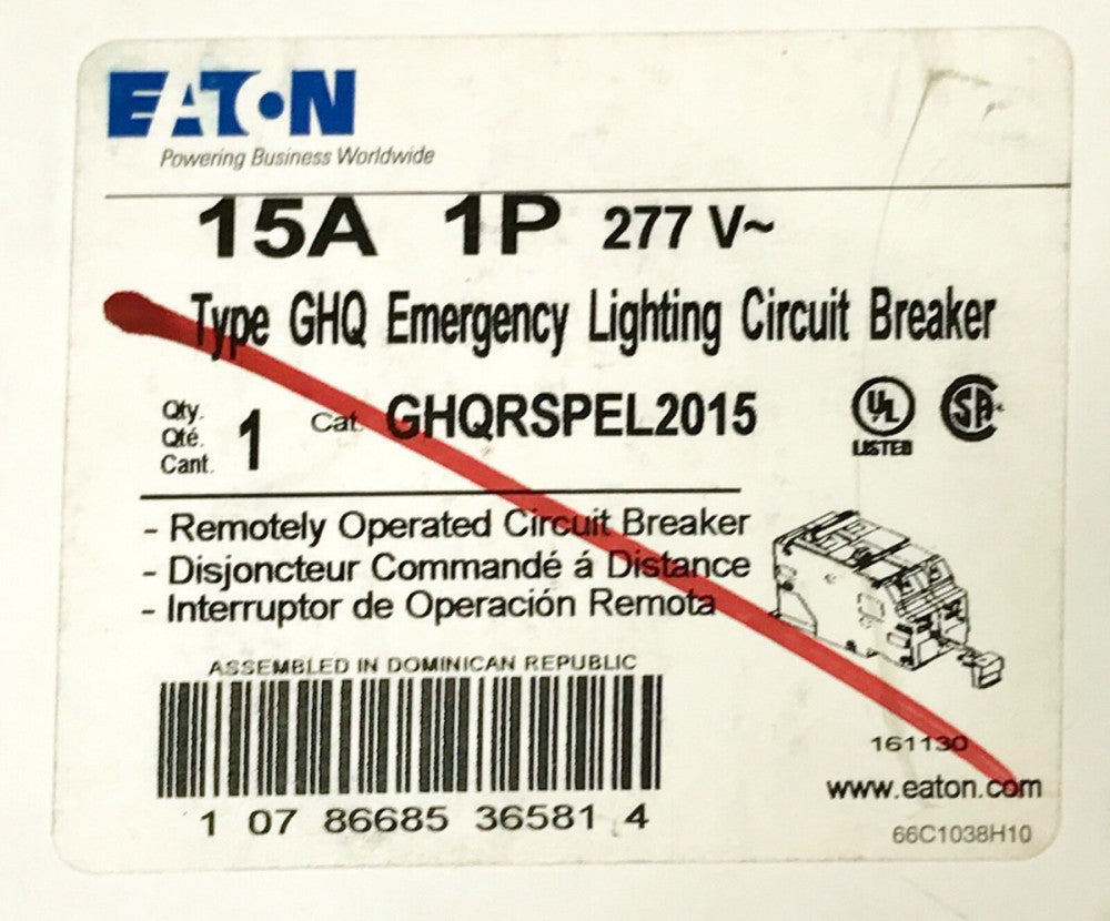 EATON CUTLER HAMER GHQRSPEL2015 2 Pole 15 AMP Remotely Operated Circuit Breaker