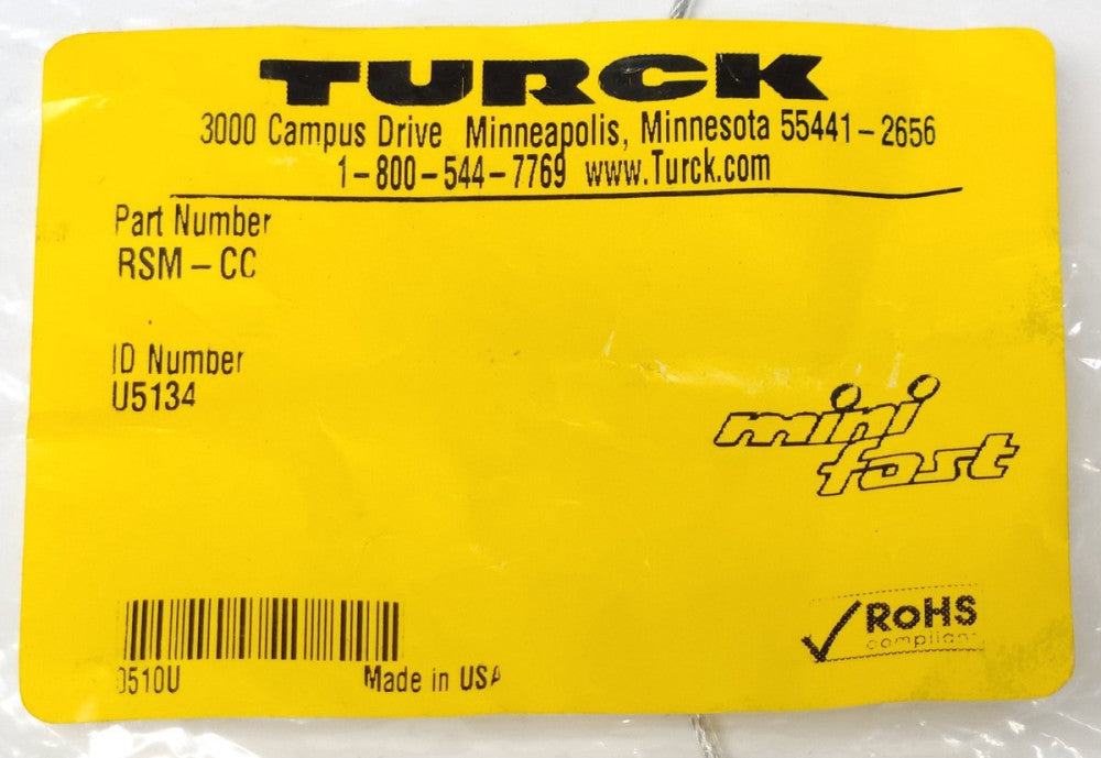TURCK RSM-CC Mini Fast Cord Cable Closure Cap U5134 Stainless Steel