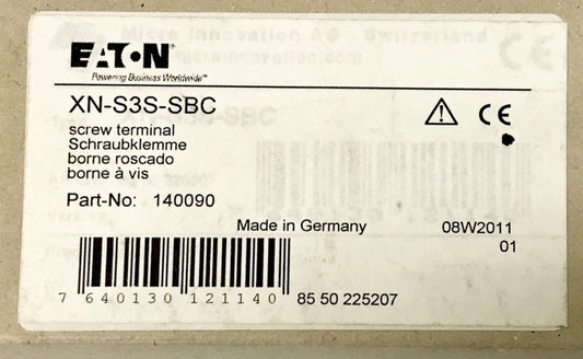  EATON MOELLER XN S3S SBC Screw Terminal Block 140090 XION